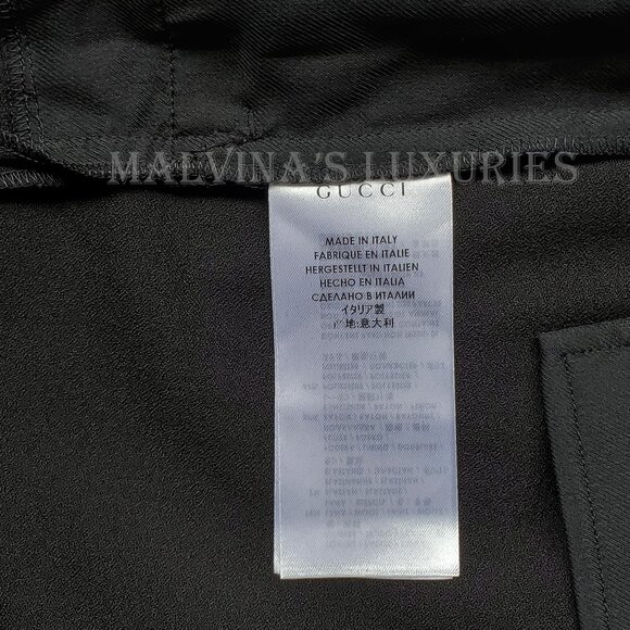 GUCCI PANTS BLACK STRETCH WOOL TROUSERS w LOGO DETAIL sz IT 44 US 8 - Picture 11 of 13